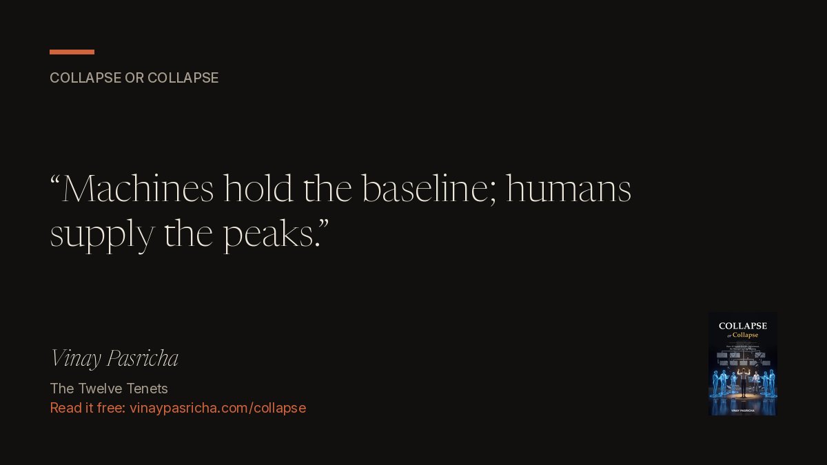 Quote card: Machines hold the baseline; humans supply the peaks.