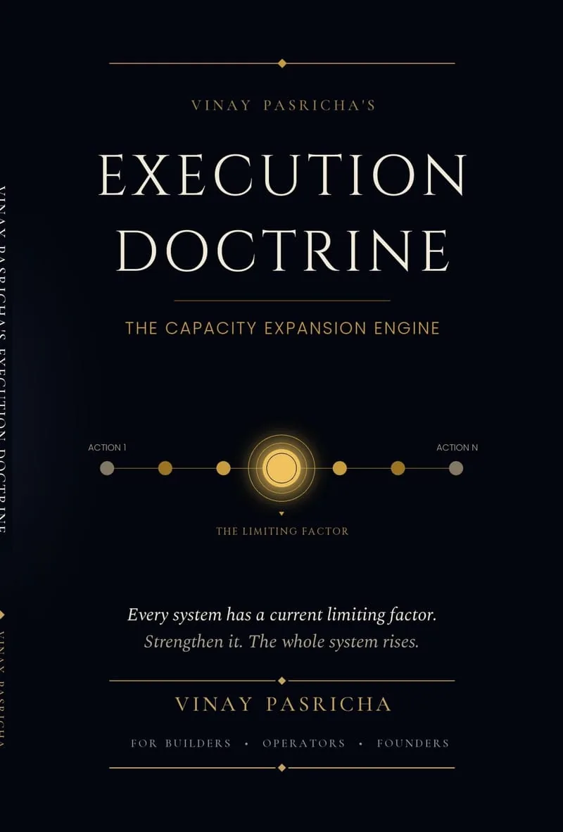 Cover of The Execution Doctrine by Vinay Pasricha, a field manual for finding and strengthening the constraint that limits output