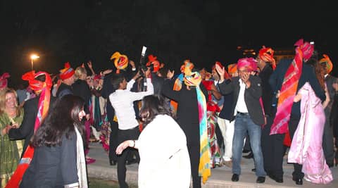 Night dancing, guests in turbans