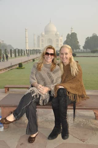 Taj Mahal: two blonde women seated together