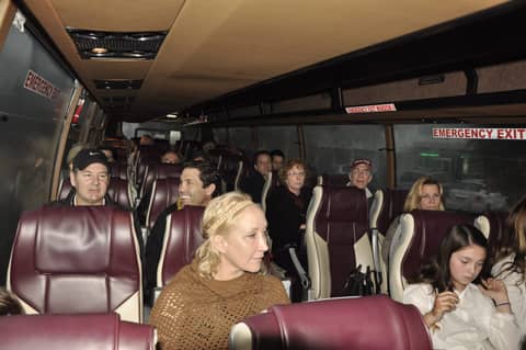 Group inside a tour bus