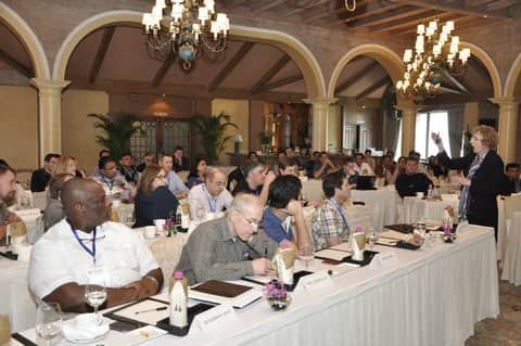 Session hall, classmates listening