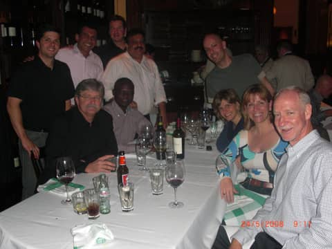 Restaurant table, group of friends