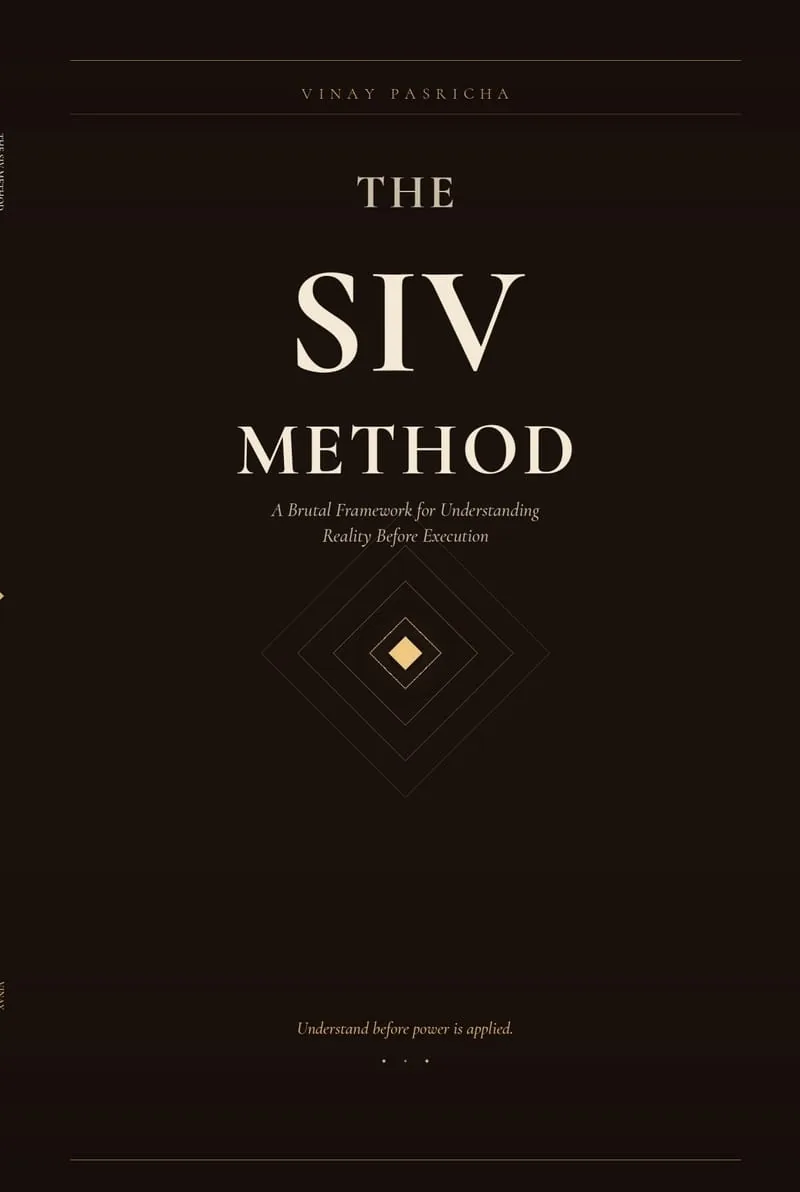Cover of The SIV Method: A Brutal Framework for Understanding Reality Before Execution, by Vinay Pasricha